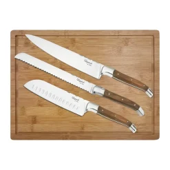 Laguiole By Hâws chef's knife set with cutting board 4-piece, Olive wood-stainless steel-bamboo