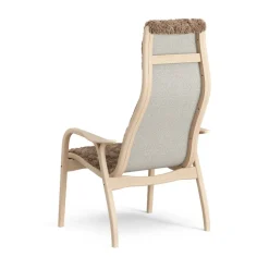 Lamini children's arm chair laquered beech/sheep skin, Sahara (nougat brown)