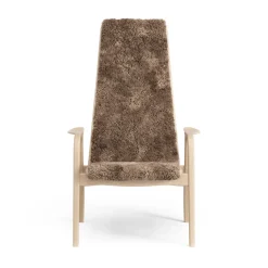 Lamini children's arm chair laquered beech/sheep skin, Sahara (nougat brown)
