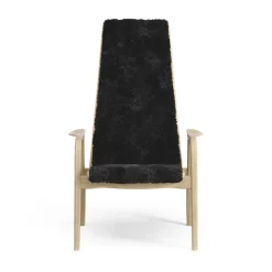 Lamini children's arm chair laquered oak/sheep skin, Black (black)