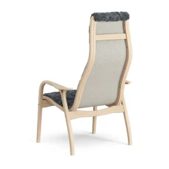 Lamini children's arm chair laquered beech/sheep skin, Charcoal (dark grey)