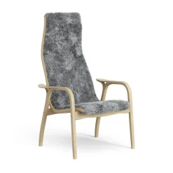 Lamini children's arm chair laquered oak/sheep skin, Scandinavian Grey (grey)