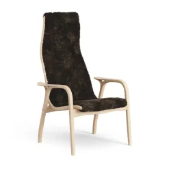 Lamini children's arm chair laquered beech/sheep skin, Espresso (brown)