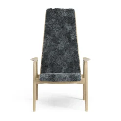 Lamini children's arm chair laquered oak/sheep skin, Charcoal (dark grey)