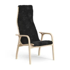 Lamini children's arm chair laquered beech/sheep skin, Black (black)