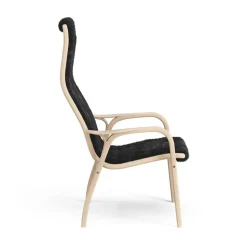 Lamini children's arm chair laquered beech/sheep skin, Black (black)