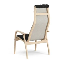 Lamini children's arm chair laquered beech/sheep skin, Black (black)