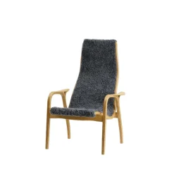 Lamini Children's armchair, Sheepskin charcoal, oiled oak