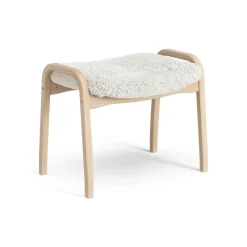 Lamini children's foot stool laquered beech/sheep skin, Off white (white)