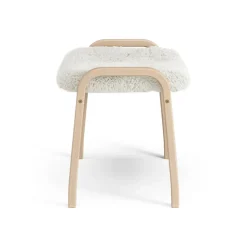Lamini children's foot stool laquered beech/sheep skin, Off white (white)