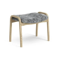 Lamini children's foot stool laquered oak/sheep skin, Scandinavian Grey (grey)