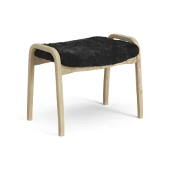 Lamini children's foot stool laquered oak/sheep skin, Black (black)
