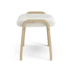 Lamini children's foot stool laquered oak/sheep skin, Off white (white)