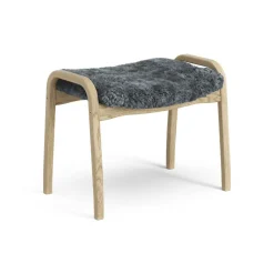 Lamini children's foot stool laquered oak/sheep skin, Charcoal (dark grey)