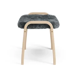 Lamini children's foot stool laquered beech/sheep skin, Charcoal (dark grey)