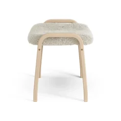 Lamini children's foot stool laquered beech/sheep skin, Moonlight (beige)