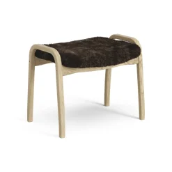 Lamini children's foot stool laquered oak/sheep skin, Espresso (brown)