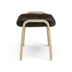 Lamini children's foot stool laquered oak/sheep skin, Espresso (brown)