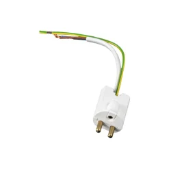 Lamp plug, White, with cable 14 cm, grounded