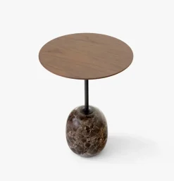 Lato side table LN8, Lacquered walnut-Emperador marble