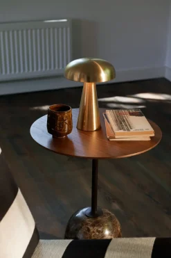 Lato side table LN8, Lacquered walnut-Emperador marble