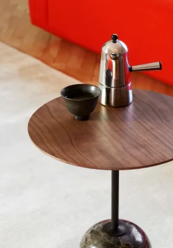Lato side table LN8, Lacquered walnut-Emperador marble