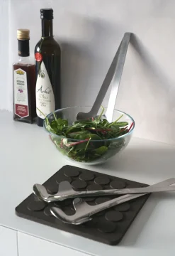 Leaf salad servers, Polished Steel