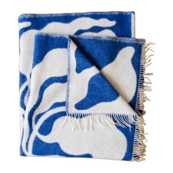 Leaves throw 130x220 cm, Blue-white