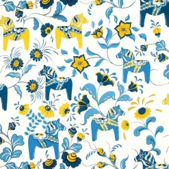 Leksand fabric, blue-yellow