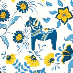 Leksand fabric, blue-yellow