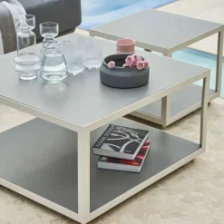 Level coffee table ceramic 79x79 cm, Light grey-lava grey