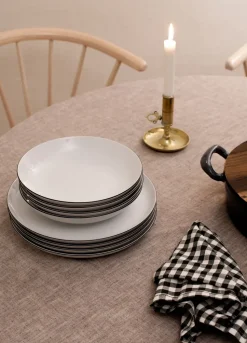 Lido black line service set 12 pieces, White with black edge