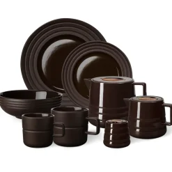 Lines plate Ø27 cm 6-pack, brown