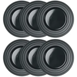 Lines plate Ø27 cm 6-pack, dark grey