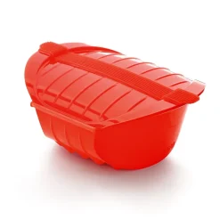 Lékué deep steamer micro 1–2 servings., Red