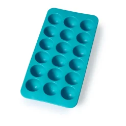 Lékué round ice cube mold silicone with lid, Turquoise