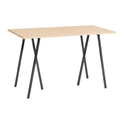 Loop Stand incl. support bar table 77,5x160 cm, Black-clear lacq. oak