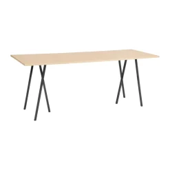 Loop Stand incl. support bar table 92,5x250 cm, Black-clear lacq. oak