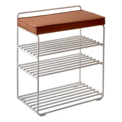 Lower East Seat shelf-stool 50x28x58 cm, White-cognac leather