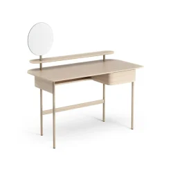 Luna desk with drawer, shelf and mirror, Oak white-pigmented