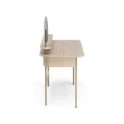 Luna desk with drawer, shelf and mirror, Oak white-pigmented