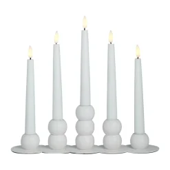 Lykke combinable candle sticks incl. 5 pcs LED-light, White