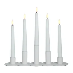 Lykke combinable candle sticks incl. 5 pcs LED-light, White