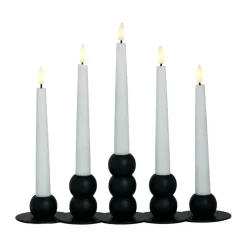 Lykke combinable candle sticks incl. 5 pcs LED-light, Black
