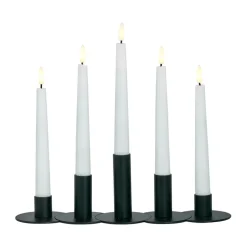 Lykke combinable candle sticks incl. 5 pcs LED-light, Black