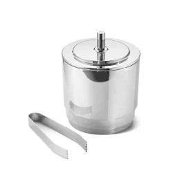 Manhattan ice bucket and tongs, stainless steel