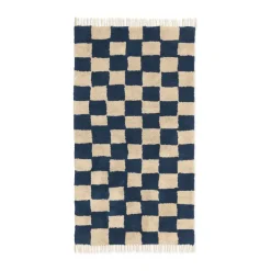 Mara cotton rug 80x150 cm, Deep Blue-Warm Sand