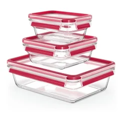 MasterSeal Glass lunch box 3-pack, Red
