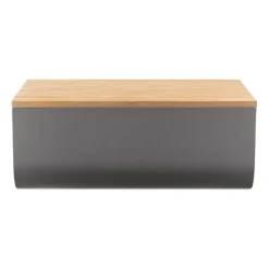 Mattina bread bin 34 cm, Dark grey-bamboo
