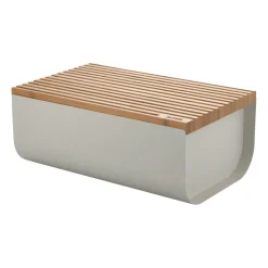 Mattina bread bin 34 cm, Warm grey-bamboo